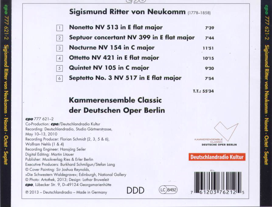 Sigismund von Neukomm: Quintet; Septet; Octet; Nonet - Back Cover